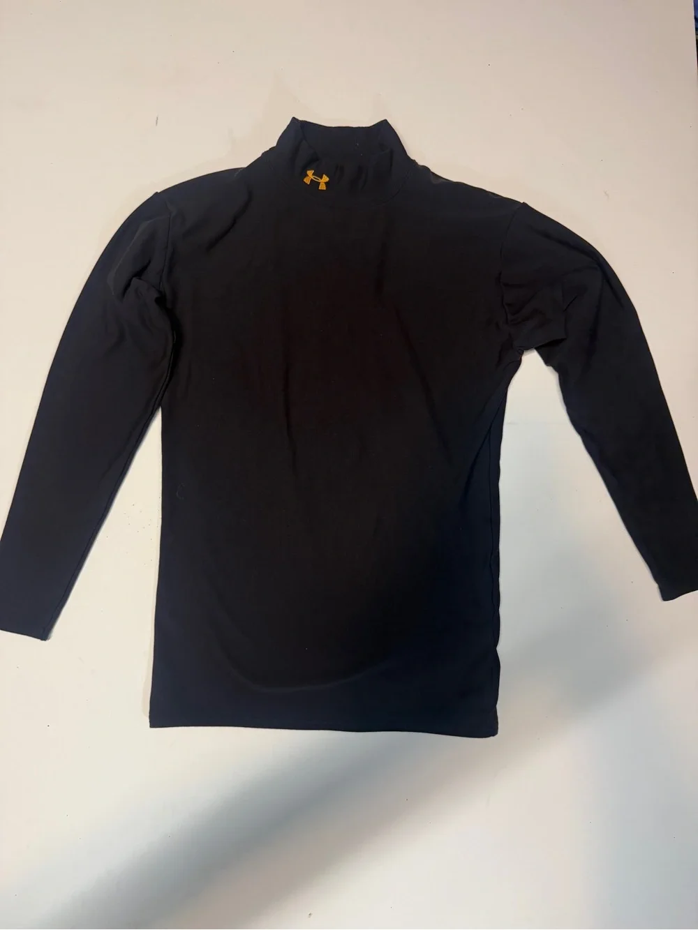 Under Armour Black Mock Neck Top with Gold Logo